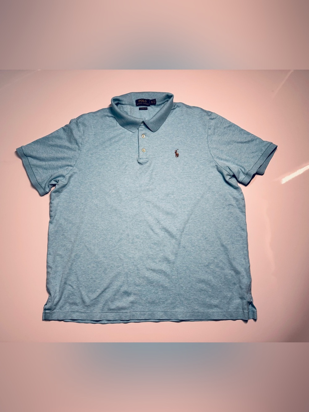 Polo Ralph Lauren Men's Sky Blue Classic Fit Polo Shirt  Size XL, 100% cotton